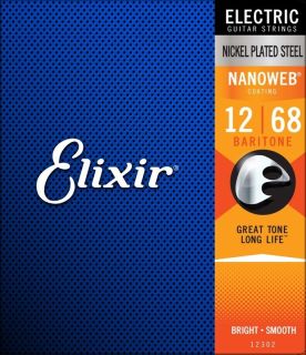 Elixir 12302 Nickel Plated Steel Nanoweb Electric, Baritone, 12-68
