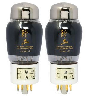 6SN7, Black Treasure CV181-Z, Gold Grid (Matched PAIR)