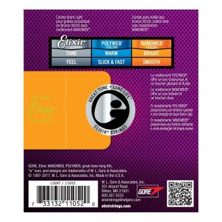 Elixir E11052 Nanoweb Light Acoustic Guitar Strings, 12-53