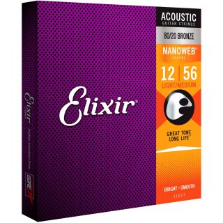 Elixir E11077 Nanoweb Light-Medium Acoustic Strings 12-56