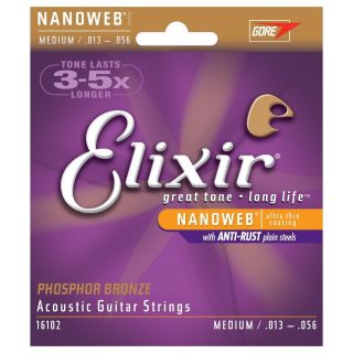 Elixir E16102 Phosphor Bronze Nanoweb Medium, 13-56