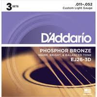 D'Addario  EJ26-3D Phosphor Bronze, 11-52 Custom Light 3-Pack