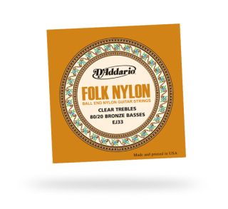 EJ34 Folk Nylon 80/20 Bronze/Ball End Black Treble