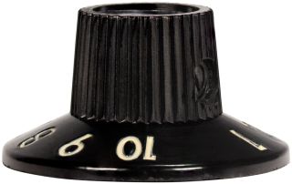 Witch Hat Knob, Black 1-10, Skirted, Set Screw, Thick Numbers