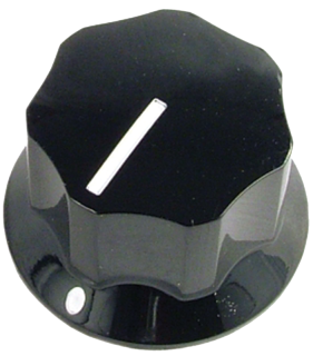 Knob - Black, Line, Set Screw, 1.0"x.6"