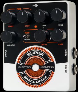 Electro Harmonix Super Space Drum Analog Drum Synthesizer  A faithful reissue of the cult-classic released in 1979, the SSD uses analog synthesis techniques to create mind-blowing sounds ranging from deep kicks to high toms to sci-fi drums. Trigger it fro