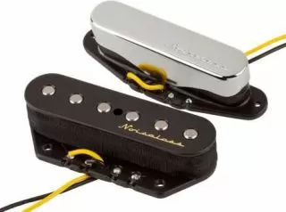 Fender Vintage Noiseless Tele Set  Fender Vintage Noiseless Tele pickups produce the brilliant single-coil clarity, definition and twang of a vintage 1960s Tele without the hum.  As Heard on