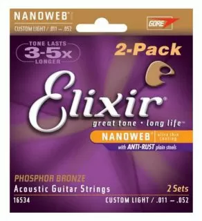 16534 Acoustic Guitar Strings 11-52 (Pack of 2)