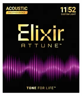 ATTUNE Phosphor Bronze Acoustic Guitar Strings, Custom Light 11-52