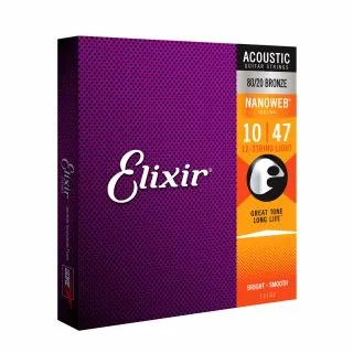 Elixir E11152 12 String Acoustic Guitar Strings - Light - 10-47