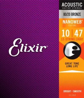 Elixir E11152 12 String Acoustic Guitar Strings - Light - 10-47