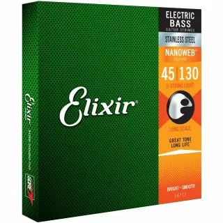 Elixir Nanoweb 14777 NW Long Scale Bass Guitar Strings 45-130