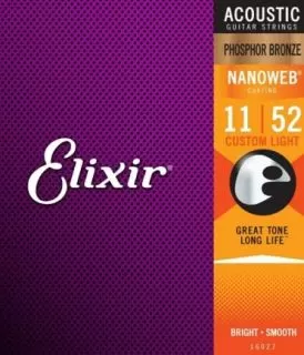 Elixir E16027 Phosphor Bronze Nanoweb Custom Light, 11-52