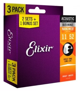 80/20 Bronze Acoustic Nanoweb Light 3 Pack 11 - 52 (E16538)