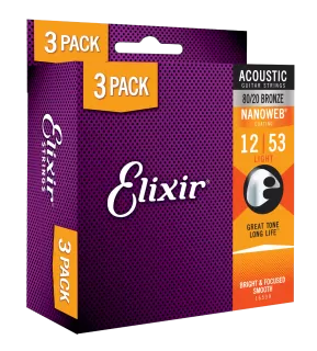 80/20 Bronze Acoustic Nanoweb Light 3 Pack 12 - 53 (E16539)