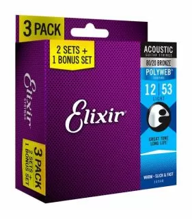 Elixir Polyweb Bronze Nanoweb Acoustic, 12 - 53, 3 PACK (E16548)