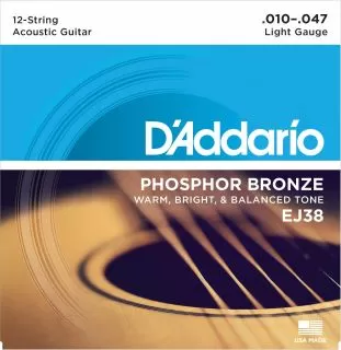 D'Addario EJ38 12-String Phosphor Bronze Light Acoustic 