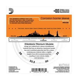 D'Addario EJ87B Titanium Ukulele, Baritone