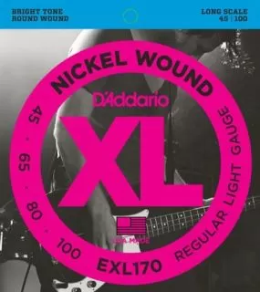 D'Addario EXL170 Nickel Wound Bass, Light, 45-100, Long Scale