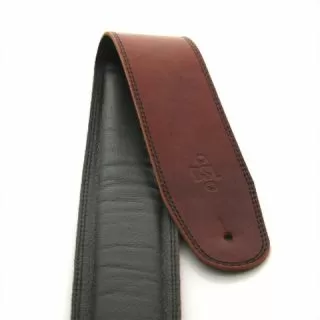 Guitar Strap Leather,  2.5" Padded Garment Maroon/Black