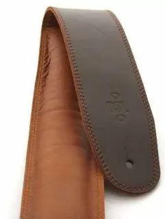 Guitar Strap Leather, Leather Backing 2.5 inch Saddle Brown/Brown