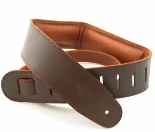 Guitar Strap Leather, Leather Backing 2.5 inch Saddle Brown/Brown