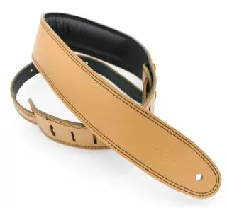 Guitar Strap Leather, Padded 2.5 inch Tan / Black GEG25-18-1