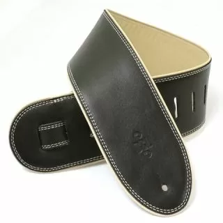 DSL Leather Guitar Strap 2.5", Black and Beige GEP25-15-3