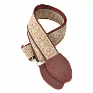 Souldier Guitar Strap Medallion Mustard on Burgandy