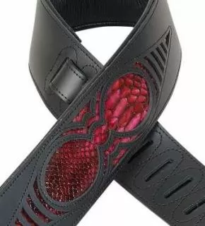 Levy's Chrome Tan Black Leather Guitar Strap, Snake Insert  2 1/2" M17WES-BURGANDY