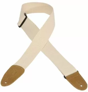 levy-s-MC8-TAN Cotton Guitar Strap, Leather ends (Natural)
