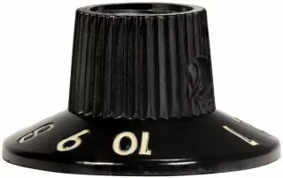 Witch Hat Knob, Black 1-10, Skirted, Set Screw, Thick Numbers