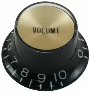 Top Hat Volume Knob Black with Silver Cap, Gibson Style