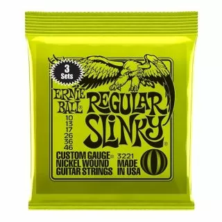Ernie Ball Regular Slinky Electric Guitar Strings, 3 Pack (10 - 46)